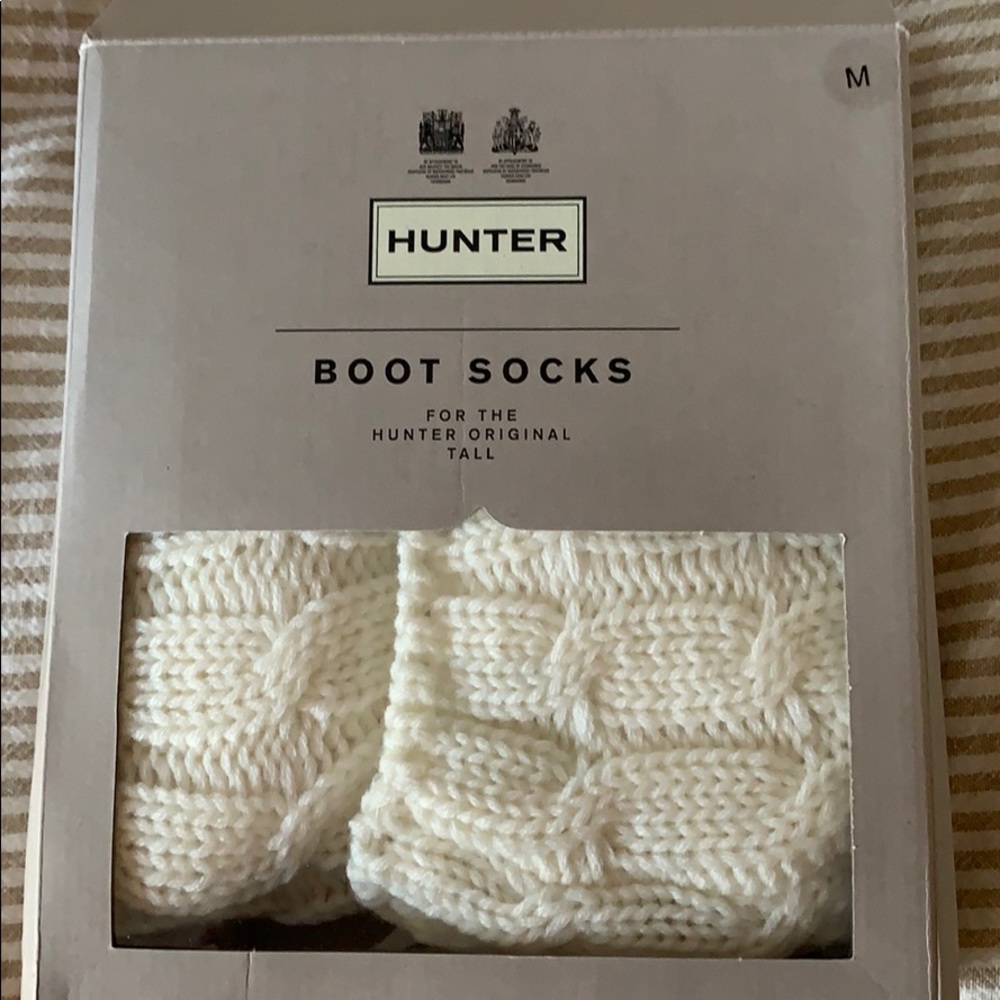 Hunter Tall Natural White Socks NIB Medium
